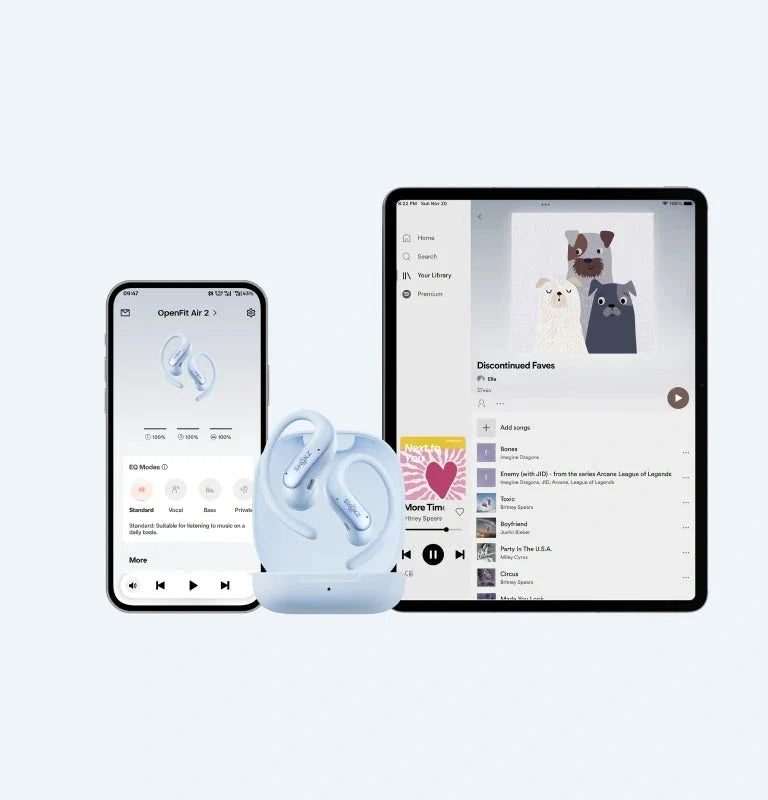 Shokz OpenFit Air 2 MultiPoint connection with smartphone and tablet